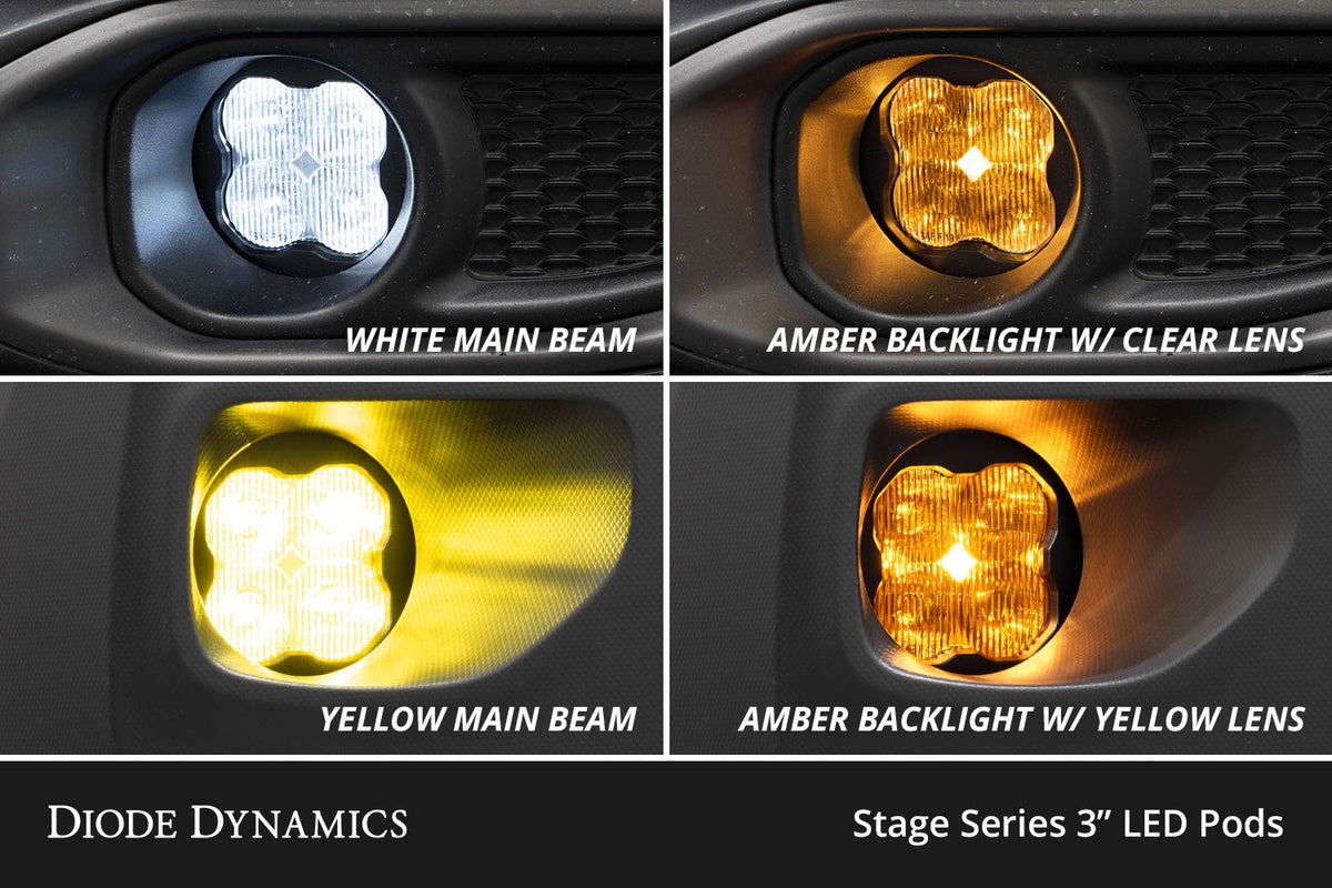 Diode Dynamics SS3 Max LED Fog Light Kit, Type AS, Yellow SAE Fog (Pair) – ZZ4 (Diode Dynamics DD6994)