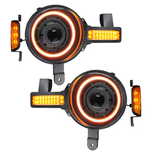 Oculus Bi-LED Projector Headlights for 2021-2024 Ford Bronco, Amber Halo