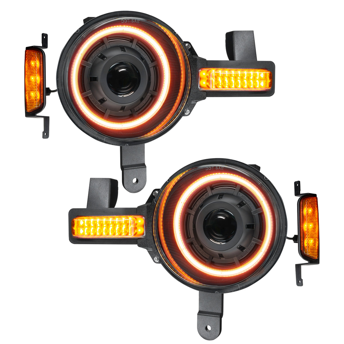 Oculus Bi-LED Projector Headlights for 2021-2024 Ford Bronco, White Halo – A Primary (Oracle Lighting 5886-005)