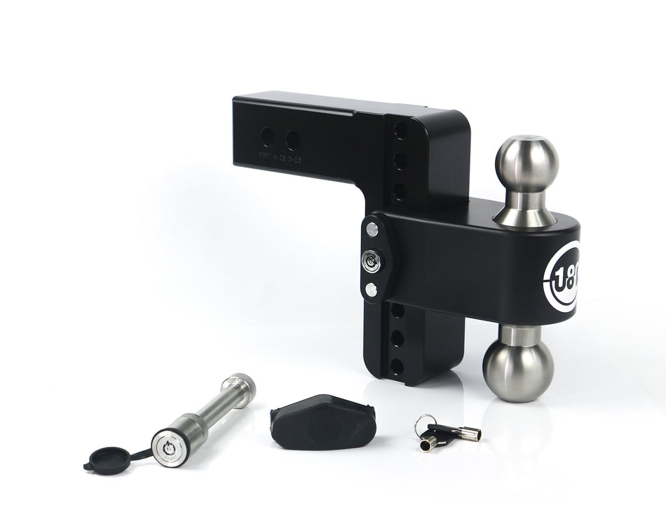 Weigh Safe Cerakote Black 180 Hitch 6" Drop Adjustable Ball Mount with Dual Tow Ball, 2.5" Shank, Keyed-Alike Locks – CER BLA KA (Weigh Safe LTB6-2.5-KA-CER-BLA)