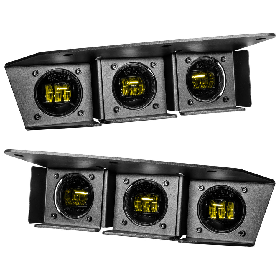 2021-2026 Ford Bronco Triple LED Fog Light Kit for Steel Modular Bumper, Yellow – A Primary (Oracle Lighting 5890-006)
