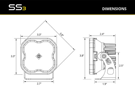 Diode Dynamics Stage Series SS3 Pro Backlit LED Ditch Light Kit for 2021-2023 Ford Bronco, Yellow Combo/Driving – ZZ8 (Diode Dynamics DD7187)