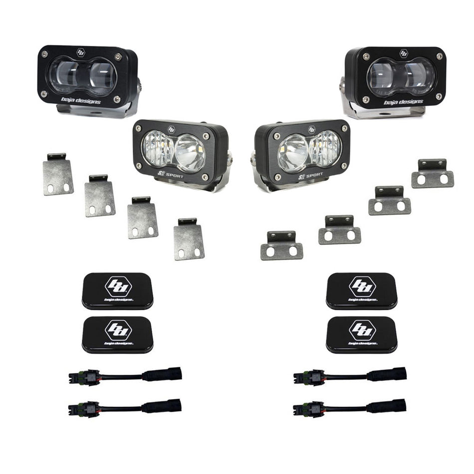 Baja Designs S2 SAE/S2 Sport Fog Pocket Kit for 2021-2026 Ford F-150 Raptor and 2023-2026 Bronco Raptor, Clear SAE Lens – ANG A (Baja Designs 448180)