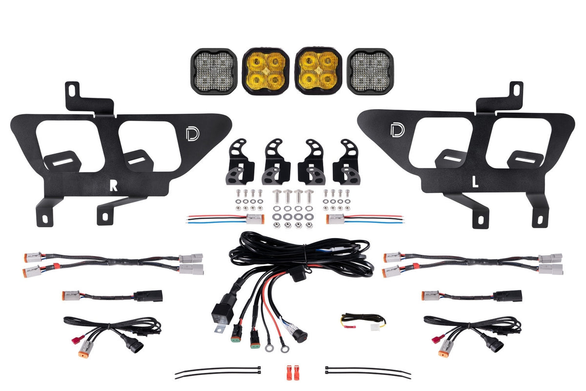Diode Dynamics SS3 Sport LED Fog Pocket Kit for 2021-2023 Ford F-150, Yellow SAE Fog + White Combo/Driving – Diode Dynamics DD7311, photo 1 of 9