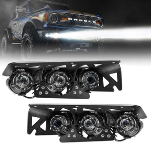 Off-Road LASER Auxiliary Light + LED Fog Light Kit for 2021-2026 Ford Bronco Steel Bumper