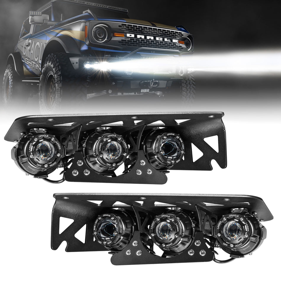 Off-Road LASER Auxiliary Light + LED Fog Light Kit for 2021-2026 Ford Bronco Steel Bumper – A Primary (Oracle Lighting 5928-LZZ-001)
