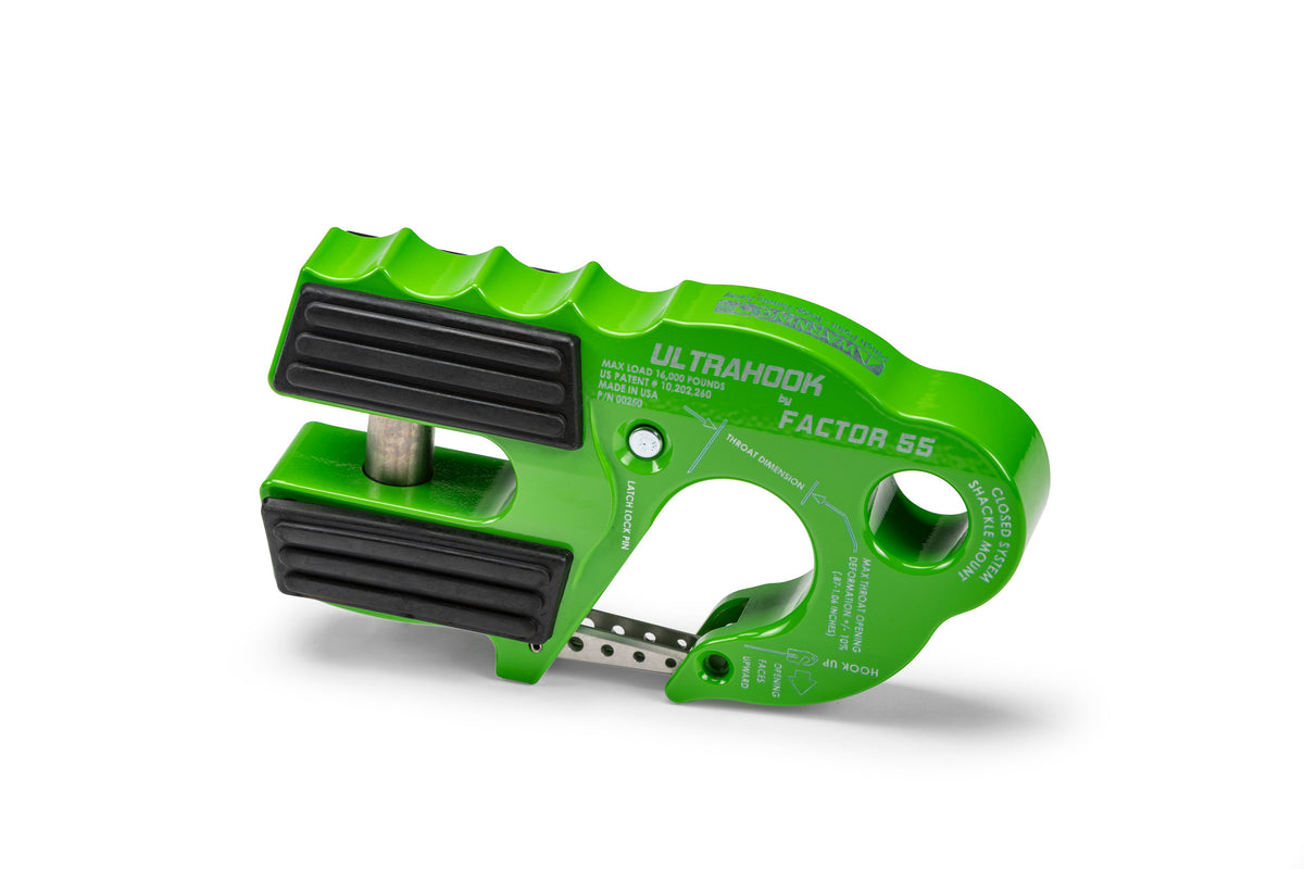 UltraHook Winch Hook with Shackle Mount – Ultrahook Green (Factor 55 00250-08)