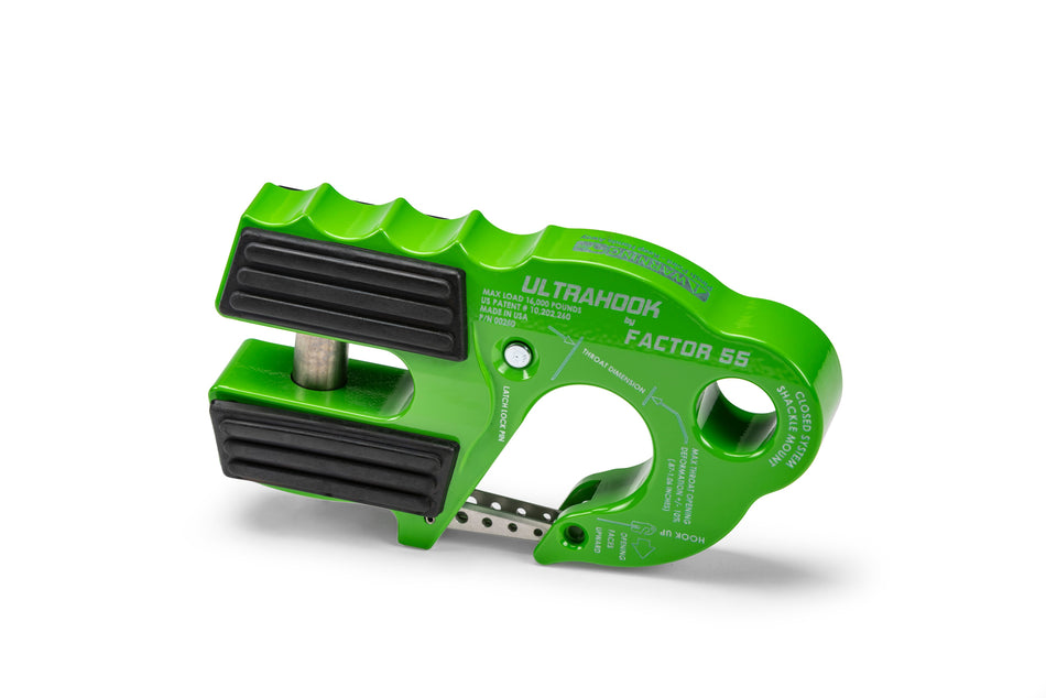 UltraHook Winch Hook with Shackle Mount – Ultrahook Green (Factor 55 00250-08)
