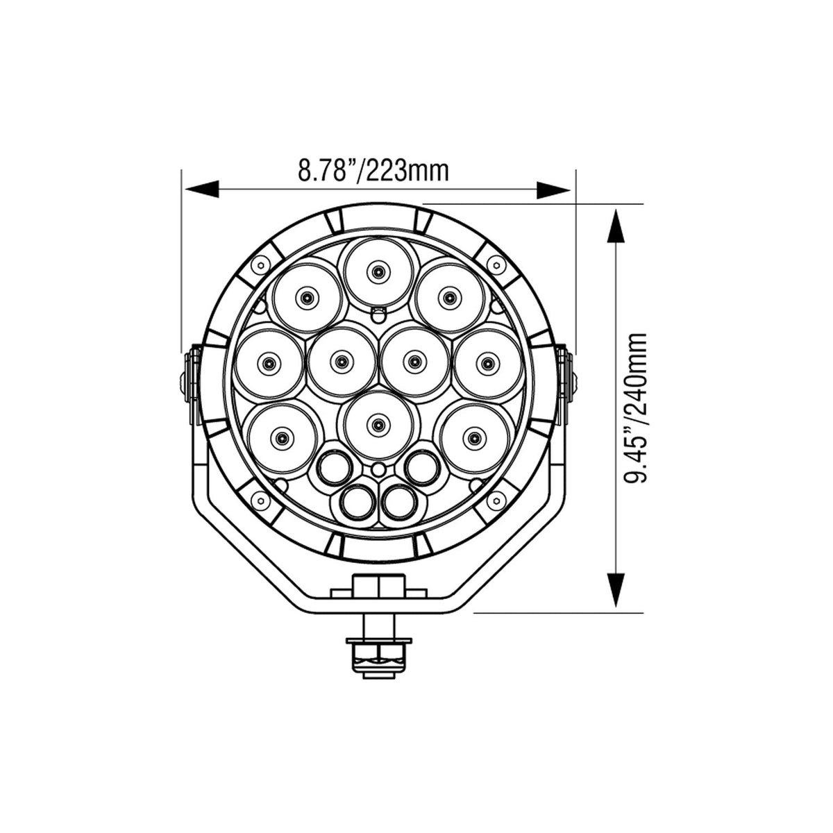 8.7″ ADV Light Cannon (Single) – front (Vision X Lighting CGA-CPMH14M)