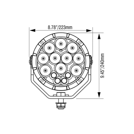 8.7″ ADV Light Cannon (Single) – front (Vision X Lighting CGA-CPMH14M)