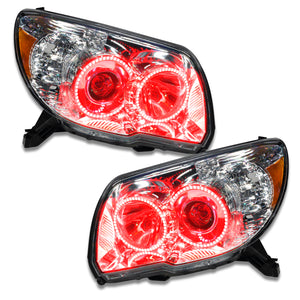 Pre-Assembled LED Halo Headlights for 2006-2009 Toyota 4Runner, Red Halos