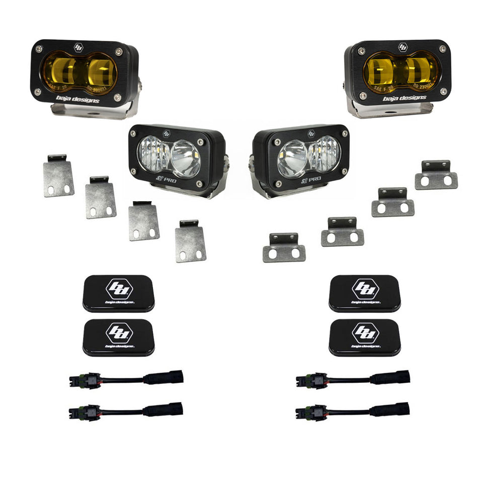 Baja Designs S2 SAE/S2 Pro Fog Pocket Kit for 2021-2026 Ford F-150 Raptor and 2023-2026 Bronco Raptor, Amber SAE Lens – ANG A (Baja Designs 448183)