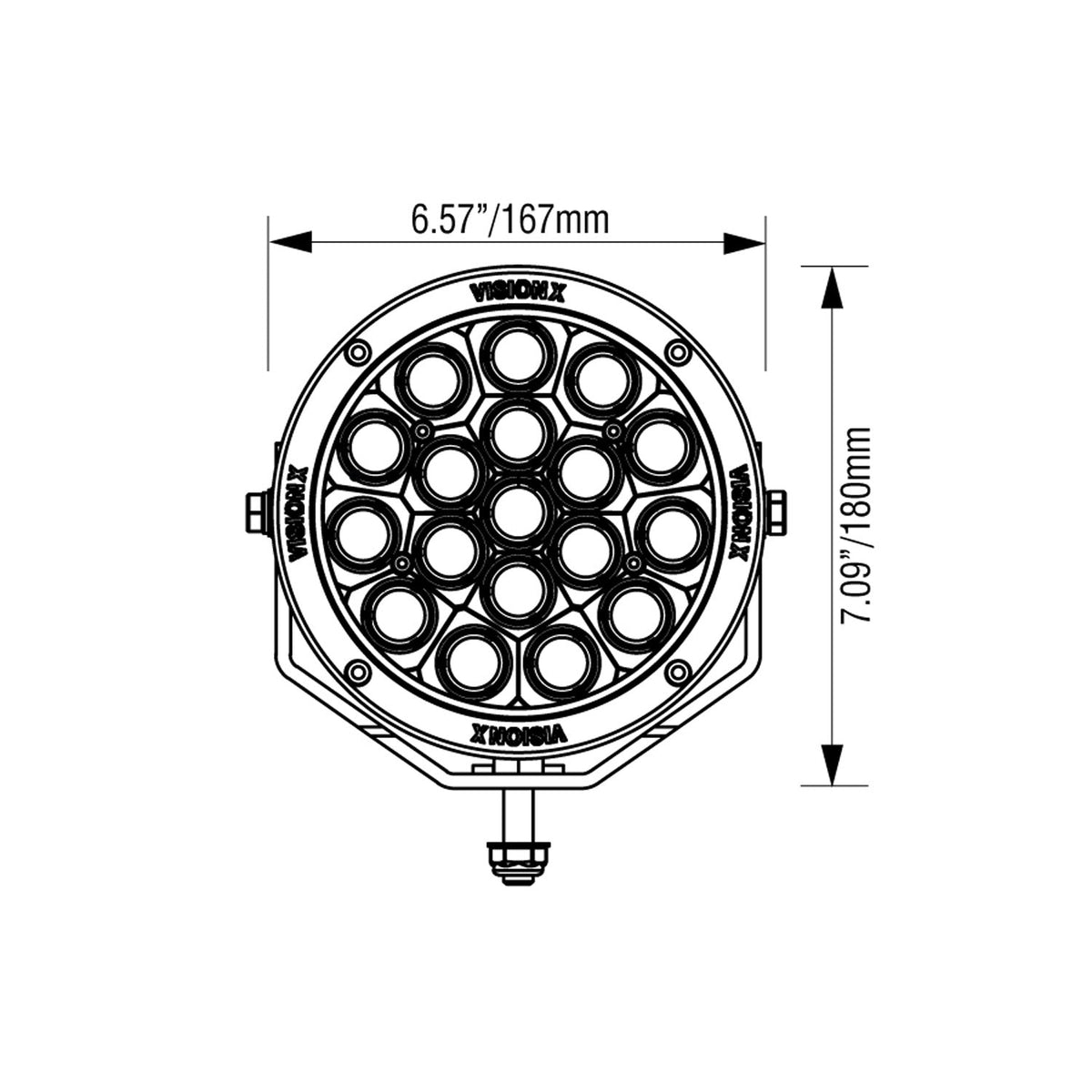 CG2 6.7″ Multi-LED Cannon (Single) – front (Vision X Lighting CG2-CPM1810)