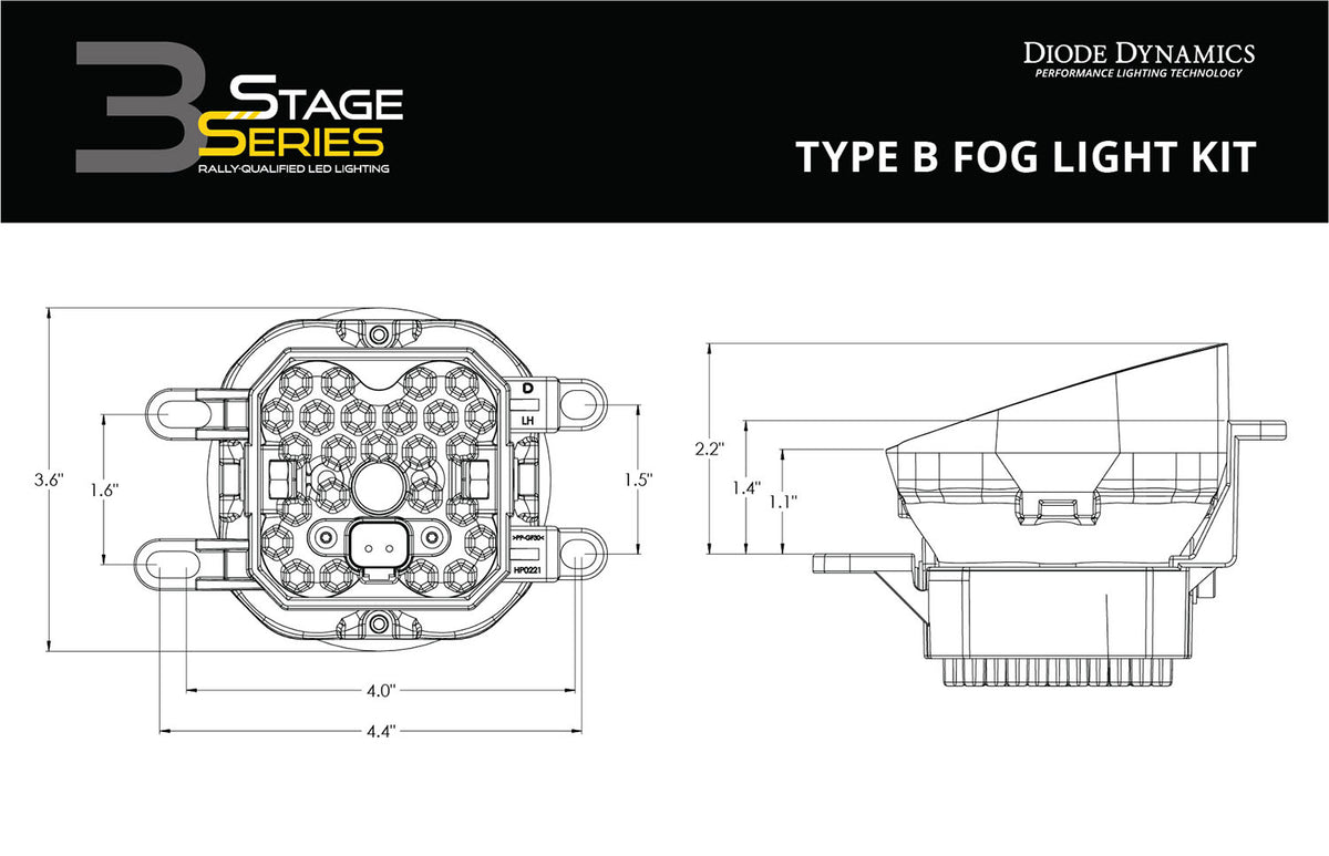 Diode Dynamics SS3 Sport LED Fog Light Kit, Type B, White SAE Fog (Pair) – ZZ8 (Diode Dynamics DD6996)
