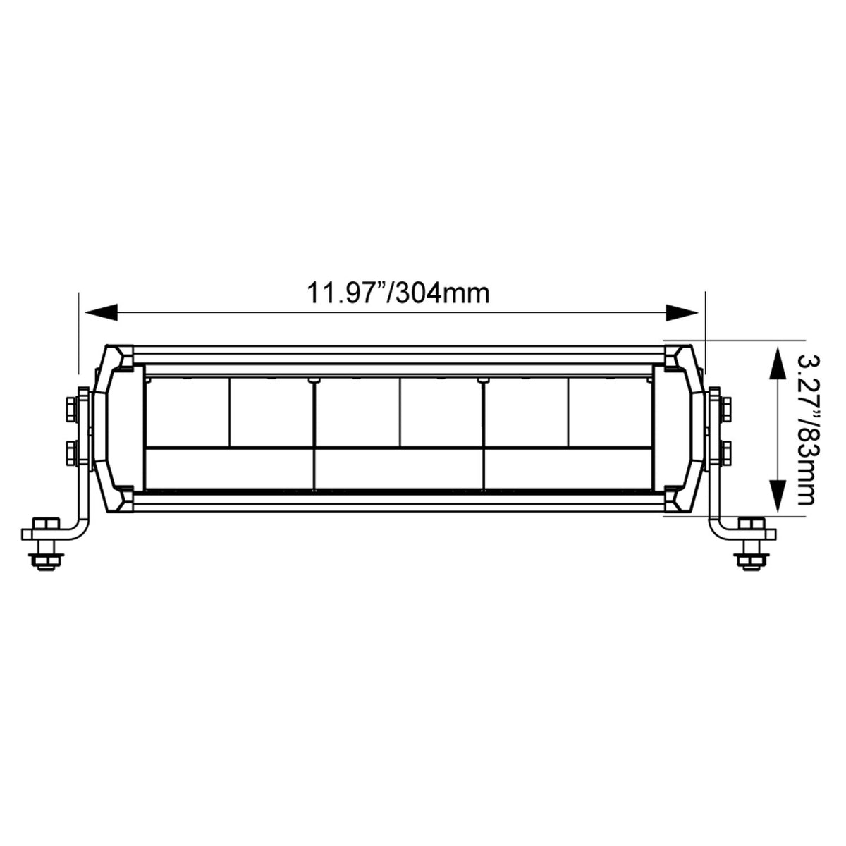 Shocker 12″ Dual Action Light Bar, Trail Amber Elliptical – shk bv6 front (Vision X Lighting SHK-BV6WPA)