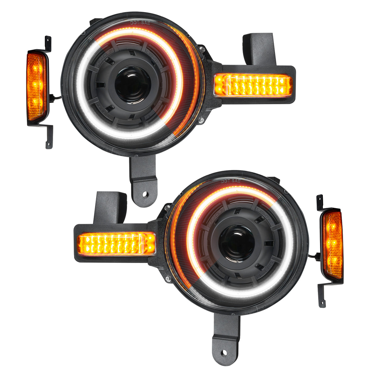 Oculus Bi-LED Projector Headlights for 2021-2024 Ford Bronco, White Halo – A Primary (Oracle Lighting 5886-023)