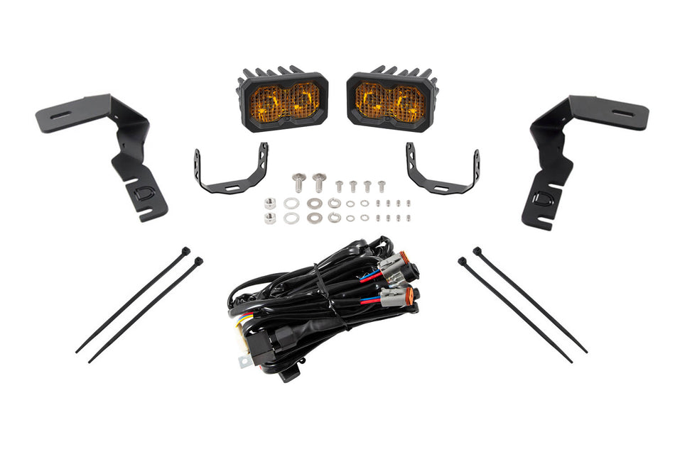 Diode Dynamics Stage Series C2 2.0 Sport Backlit LED Ditch Light Kit for 2019-2021 Ford Ranger, Yellow Combo/Driving – ZZ1 (Diode Dynamics DD6588)