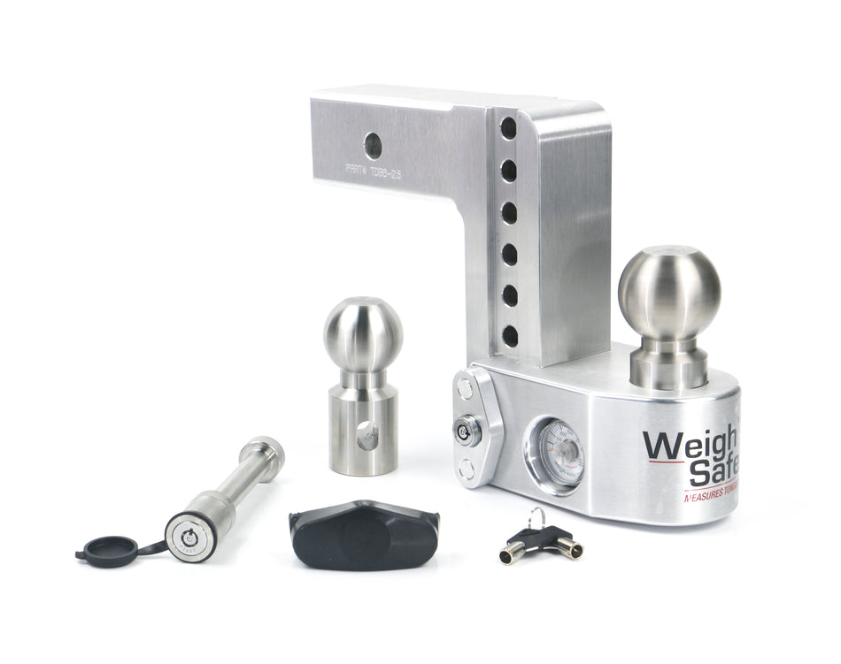 Weigh Safe 6" Drop Hitch Adjustable Ball Mount with Built-In Scale, 2.5" Shank, Keyed-Alike Locks – Weigh Safe WS6-2.5-KA, photo 1 of 1