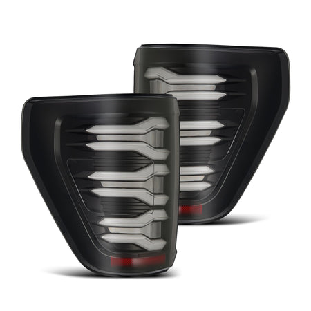 AlphaRex LUXX-Series Sequential LED Tail Lights for 2021-2023 Ford F-150 and Raptor without BLIS, Black-Red – AlphaRex 653030, photo 1 of 6
