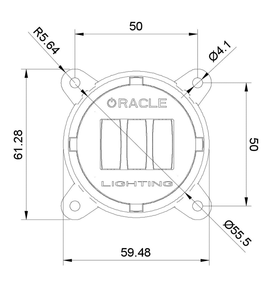 60mm 15W White 6000K LED Fog Beam Emitter Module – D Diagram (Oracle Lighting 5893-001)