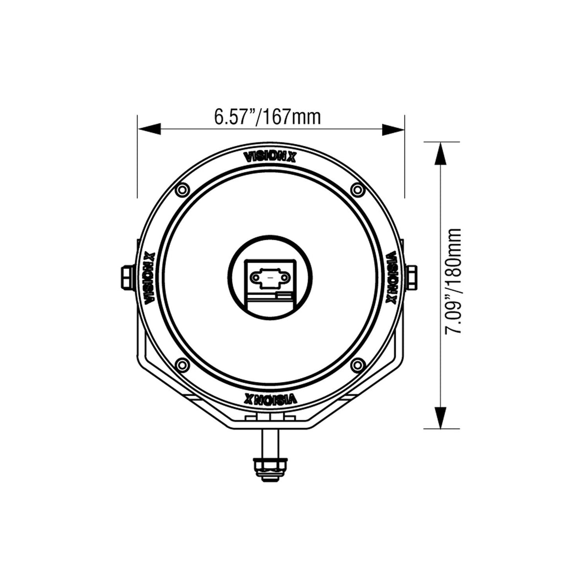 CG2 6.7″ Single-LED Cannon – front (Vision X Lighting CG2-CPZ610)