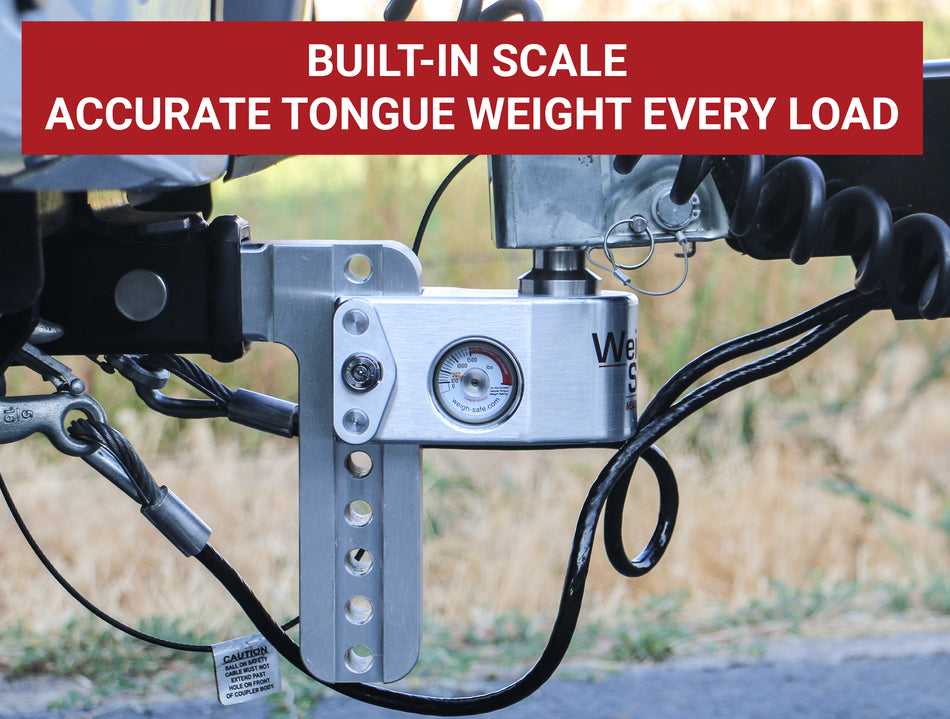 Weigh Safe 6" Drop Hitch Adjustable Ball Mount with Built-In Scale, 2" Shank, Keyed-Alike Locks – WS Scale FAB (Weigh Safe WS6-2-KA)