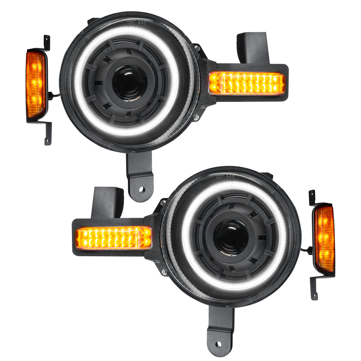 Oculus Bi-LED Projector Headlights for 2021-2024 Ford Bronco, White Halo – A Primary (Oracle Lighting 5886-001)